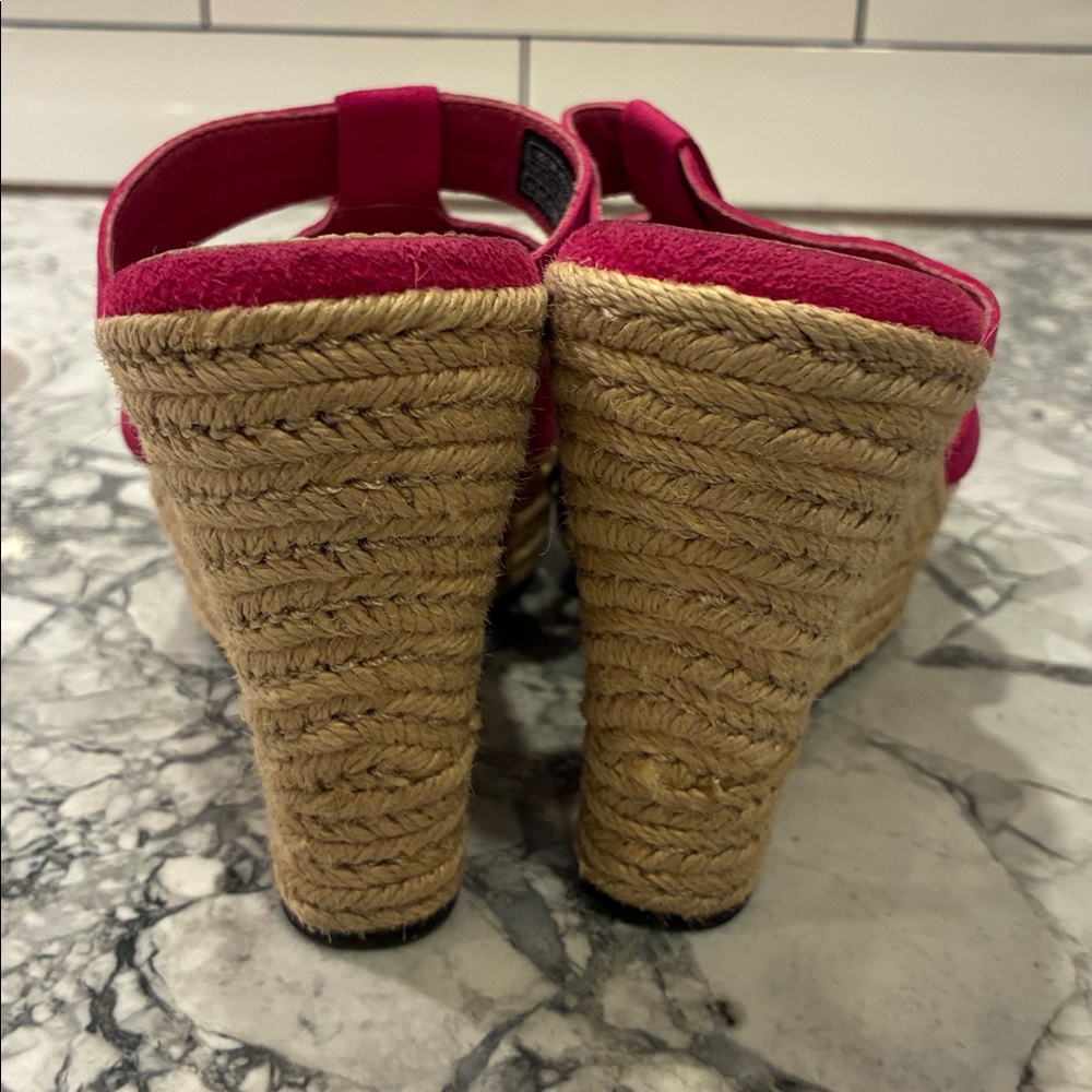 UGG Fuchsia pink Rope Espadrille suede Wedge Sandals 10 - Picture 5 of 8